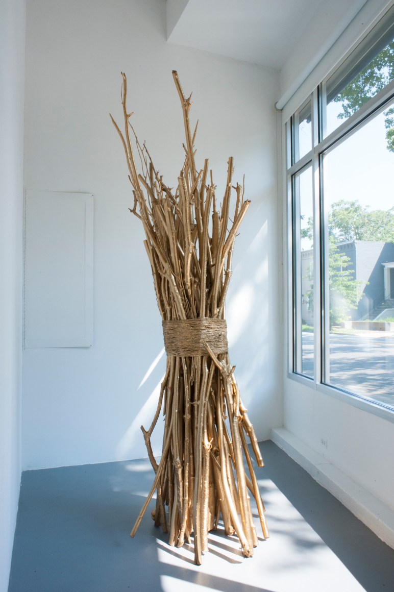 vJASON EDWARD TUCKER  faggot - self portrait  2013, the artist's weight in maple, poplar, pine and enamel, 96 x 36 x 24 inches. Installation view: CONNERSMITH.