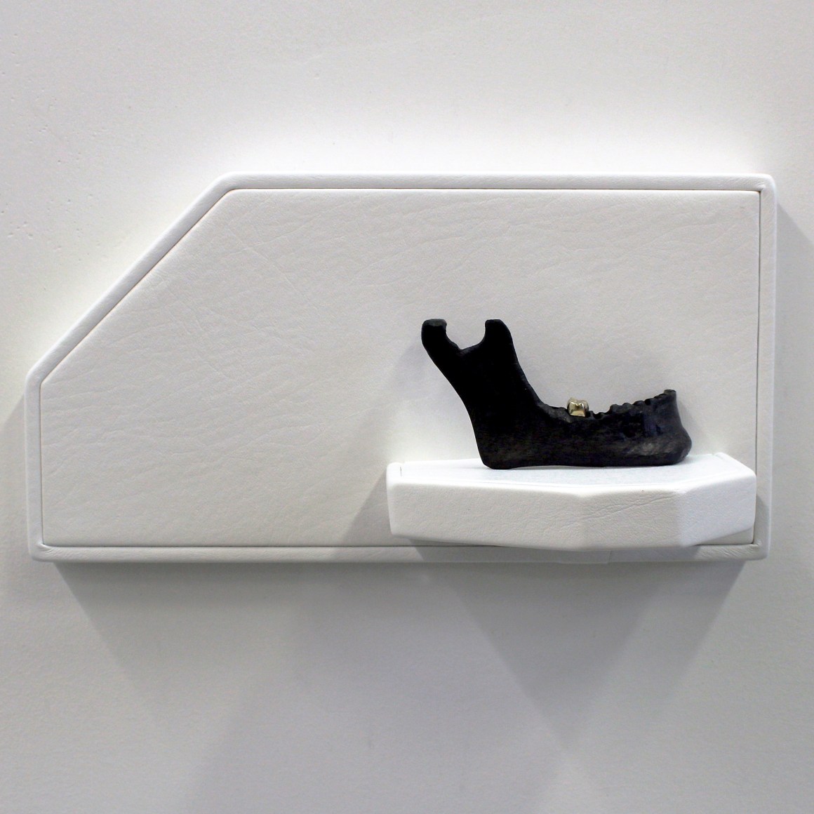 Benjamin Kelley  Untitled 03  2019, Vinyl, carved ancient bog oak, gold tooth.