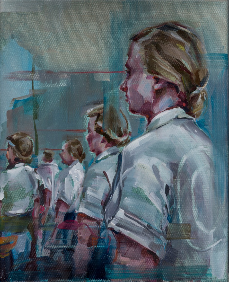 JUSTINE OTTO  Seherinnen  2015, oil on linen, 12 x 8 inches.