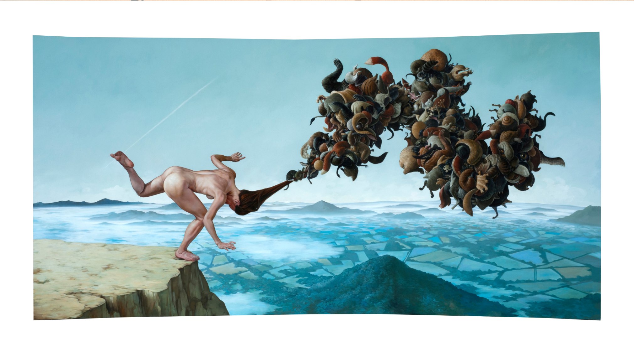 ERIK THOR SANDBERG  Toehold  2015, oil on curved panel, 36.25 x 71.25 inches