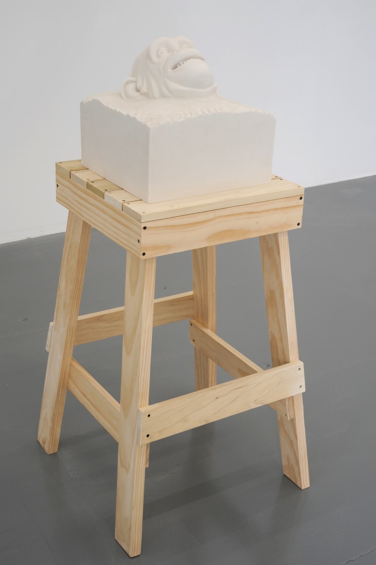 KENNY HUNTER Yield Brother 2009, jesmonite, sculptors table, 51.18 x 23.62 x 23.62 inches.