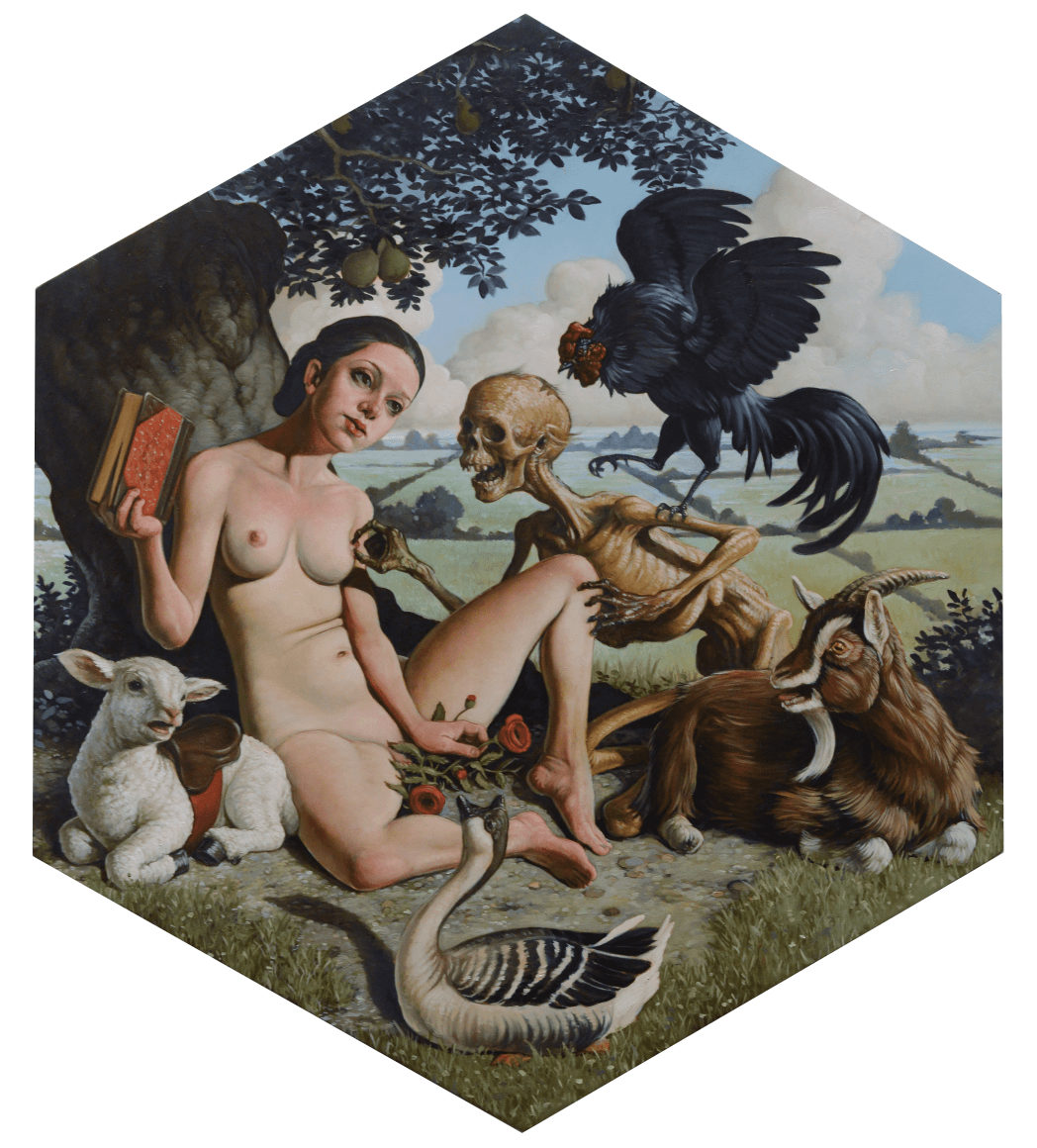 Erik Thor Sandberg  Pause  2019, oil on panel, 13 x 11 inches.