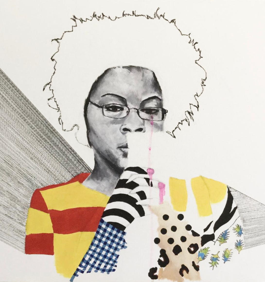 Jessica Maria Hopkins   In The Eyes of The Beholder  2020, acrylic, acrylic pen, archival ink on canvas, 24 x 24 inches.