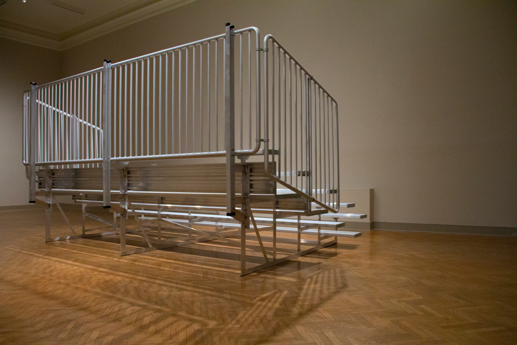ELIOT HICKS Versus 2015, aluminum bleachers, dimensions variable.