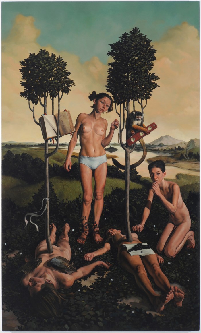 ERIK THOR SANDBERG Course 2009, oil on canvas, 100 x 60 inches.