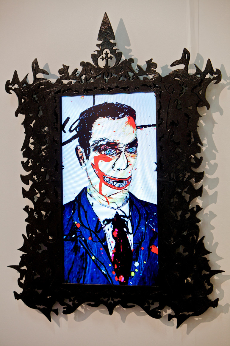 FEDERICO SOLMI Dick Richman, Portrait of a Scam Artist 2011, video-animation with artist-designed frame and LCD panel, 45 x 30 inches