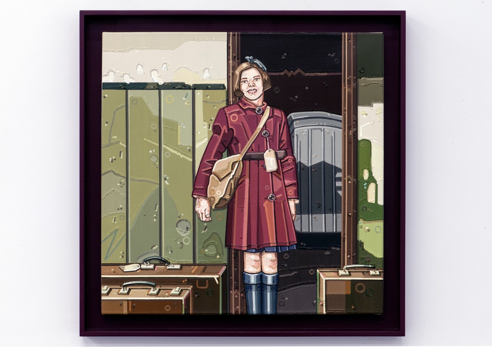 JULIE ROBERTS The Kinder Transport / New Dawn 2013, oil on linen, 24 x 24 inches. In custom artist designed frame, 27.75 x 27.75 inches