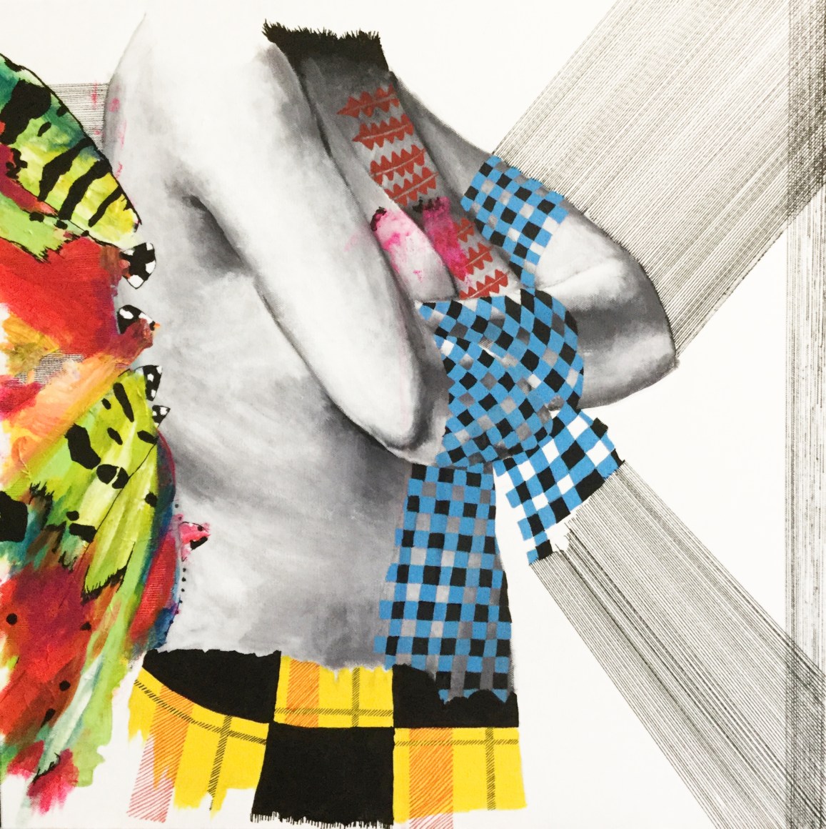 Jessica Maria Hopkins  Acceptance  2020, acrylic, acrylic pen, archival ink on canvas, 24 x 24 inches.