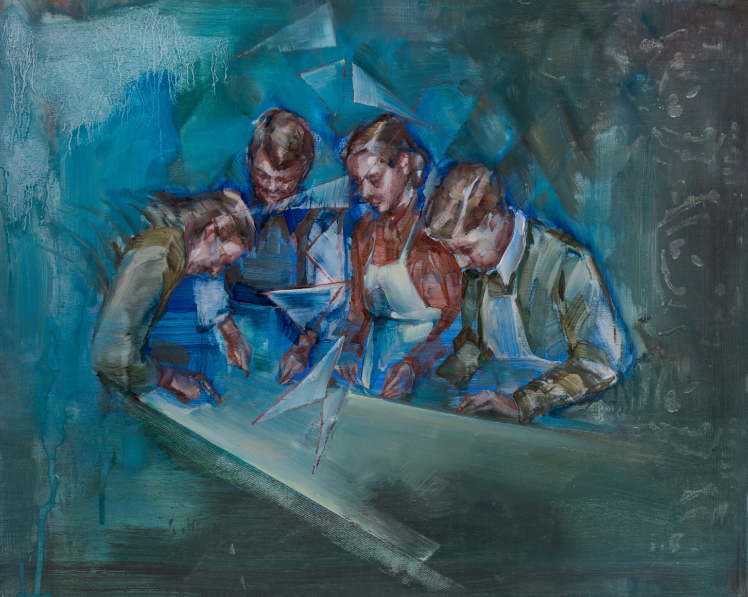 JUSTINE OTTO  Bauplan  2015, oil on wood, 20 x 16 inches.