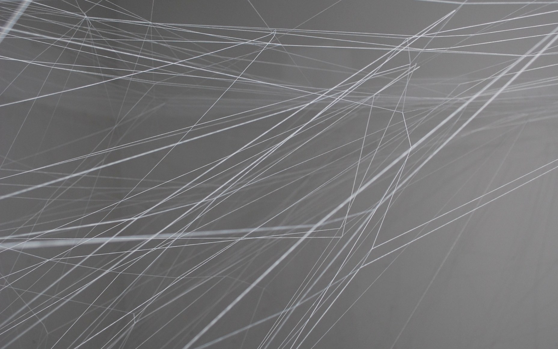 MINDY HIRT Enthrall Space 2010, site-specific installation: quilting thread, staples, wood, dimensions variable