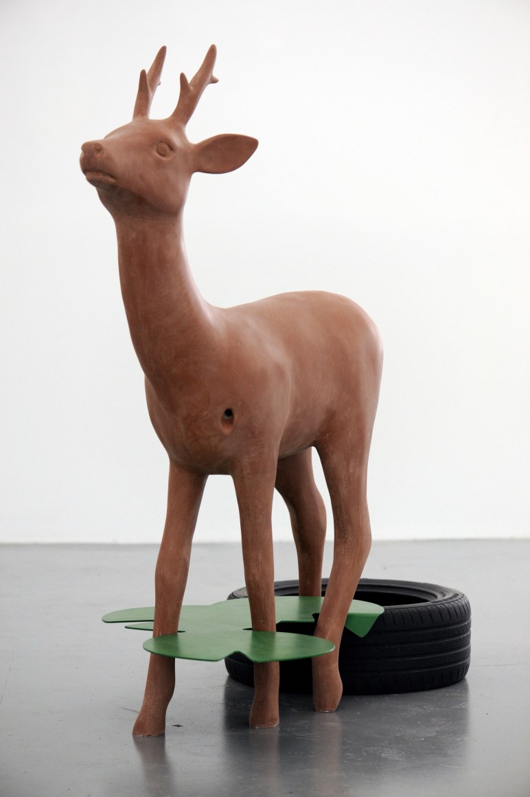 KENNY HUNTER Like Water in Water 2009, resin, jesmonite, steel and paint, 35 x 59 x 23 inches.