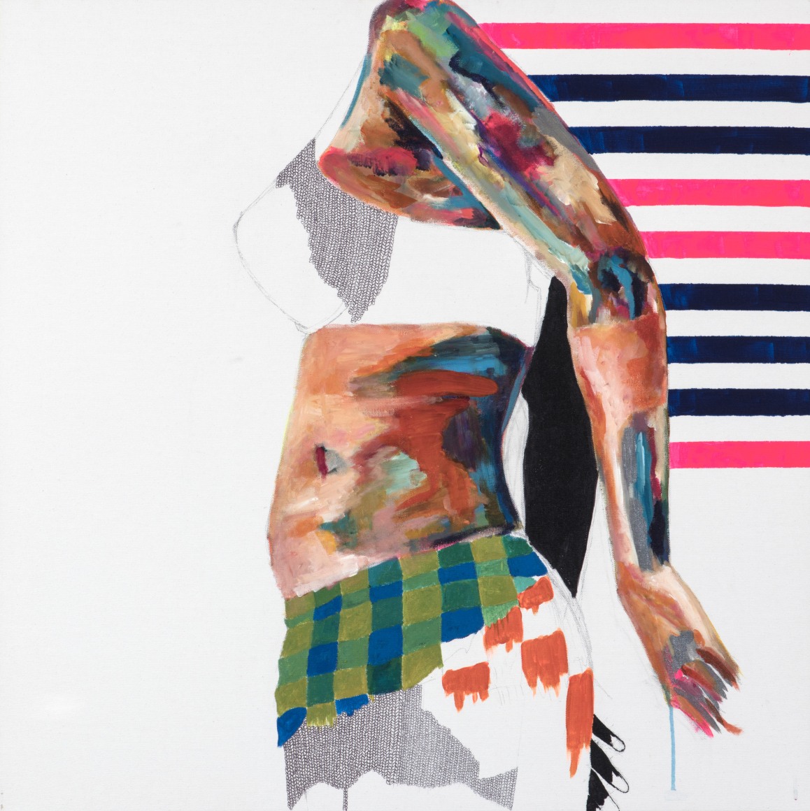 Jessica Maria Hopkins  December 12  2019, acrylic, ballpoint pen on canvas, 30 x 30 inches.