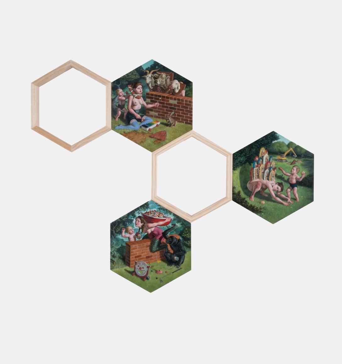 ERIK THOR SANDBERG  Misdirection  2017, oil on wood panel, 32 x 39 inches.