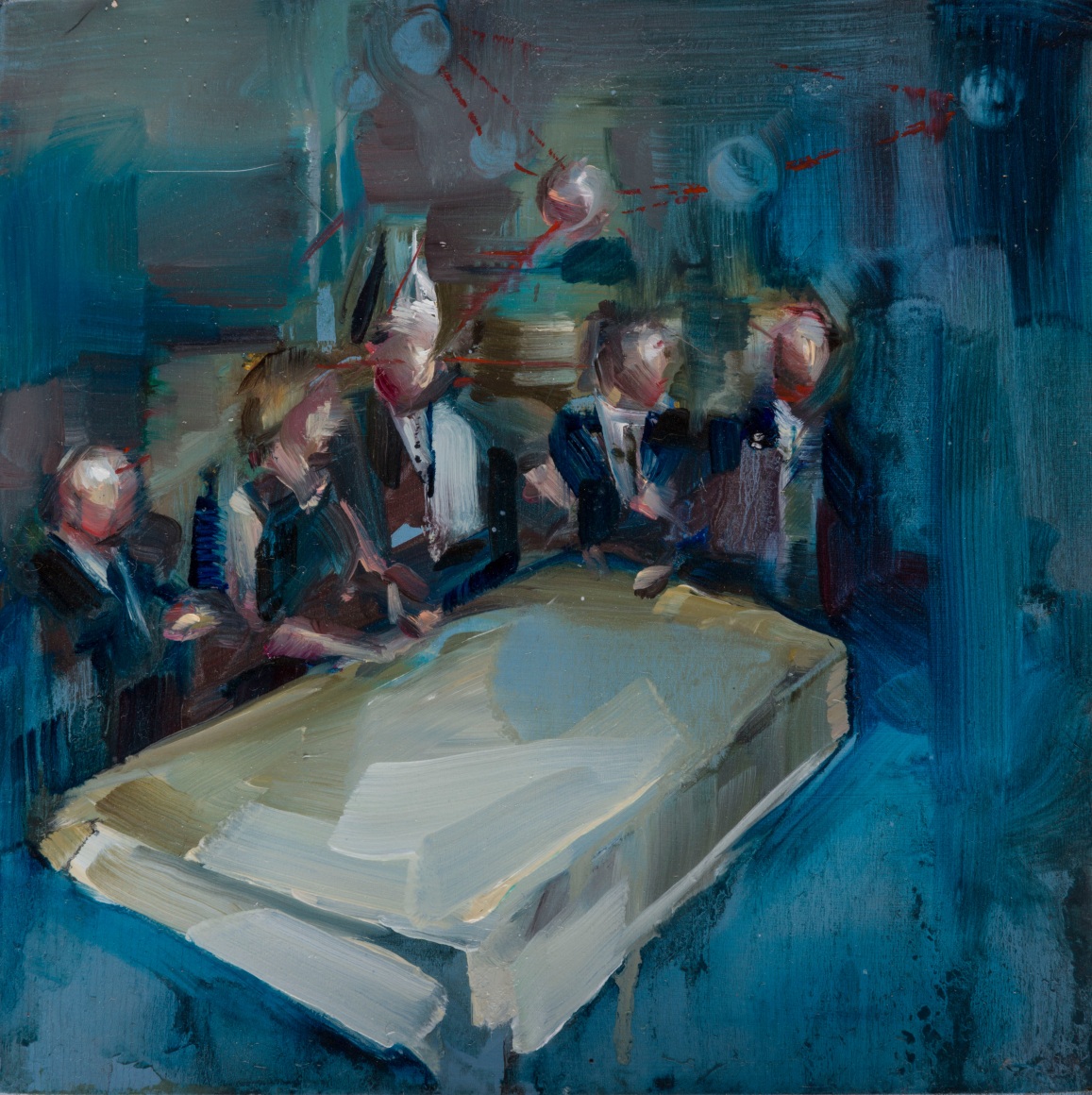 JUSTINE OTTO  Treffen  2015, oil on wood, 6 x 6 inches.