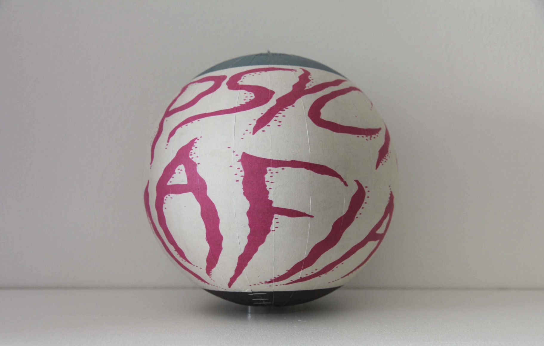SUSAN MACWILLIAM  The Psychic Mafia  2013/2014, inkjet paper, plastic sphere, 6 x 6 x 6 inches