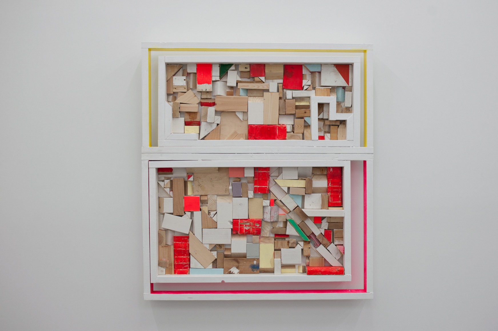 CORDY RYMAN Window Scrapbox 2010, mixed media studio scraps, acrylic and enamel on wood, 58 x 52 x 3.5 inches