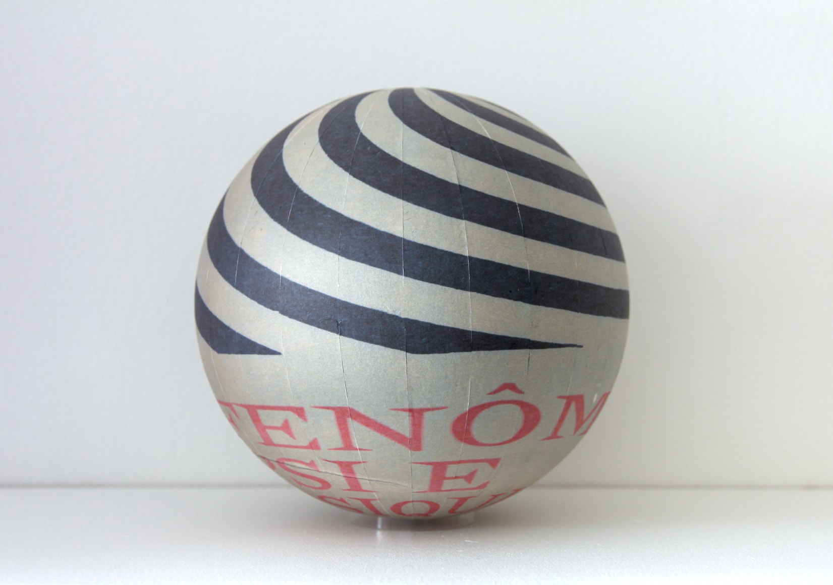 SUSAN MACWILLIAM  Fenomenos PSI  2013/2014, inkjet paper, plastic sphere, 6 x 6 x 6 inches