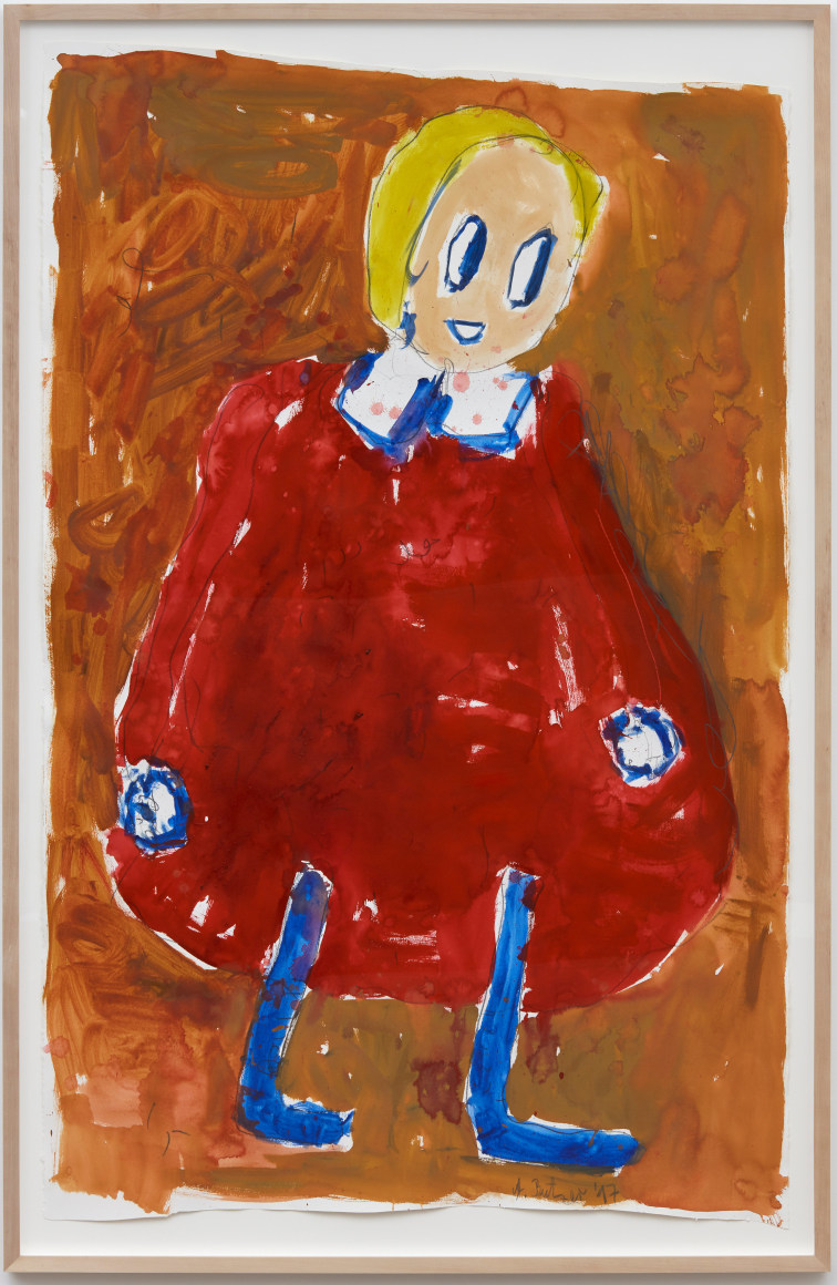 Andr&eacute; Butzer, Untitled, 2017. Watercolor on paper, 70 1/2 x 44 1/2 in, 179 x 113 cm (AB17.018)