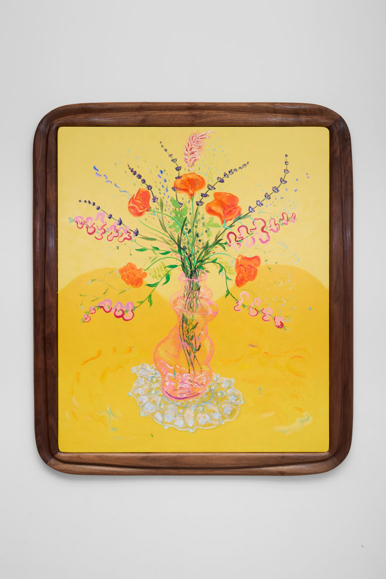 Karel Dicker Yellow Room, 2025 Acrylic on cotton with American walnut frame 54 3/8 x 46 in 138 x 117 cm (KDI25.008)
