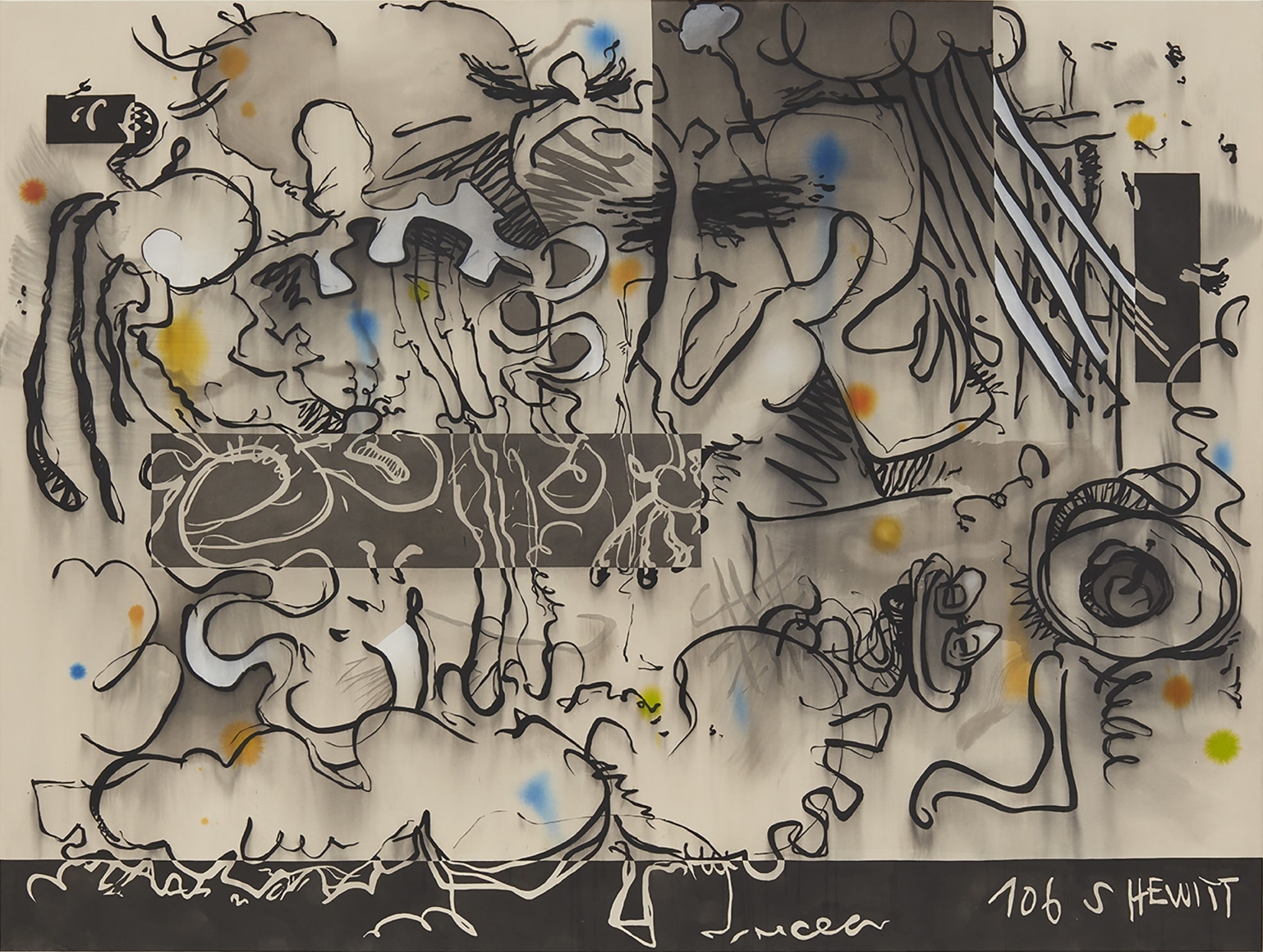 Jan-Ole Schiemann, 106 S Hewitt, 2017. Ink and acrylic on canvas, 72 x 96 in, 182.88 x 243.84 cm (JS17.008)
