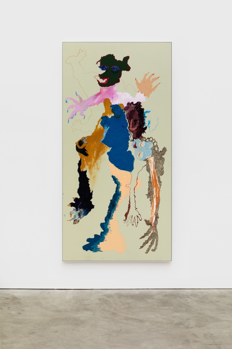 Cindy Phenix Communication is Constant, 2020 Oil, acrylic, pastel, color pencil and paper on drywall 96 x 48 in 243.8 x 121.9 cm (CP20.016)