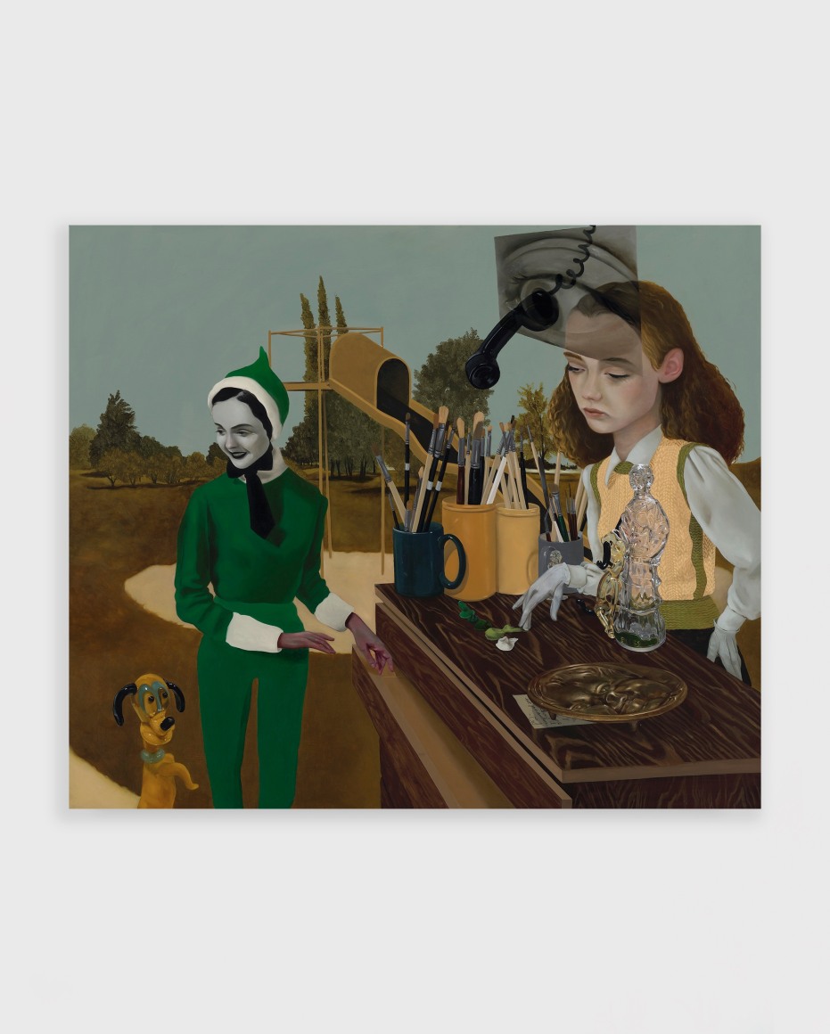 Lola Gil Joan on the Phone, 2020 Oil and acrylic on canvas 19 3/4 x 23 5/8 in 50 x 60 cm (LG22.002)