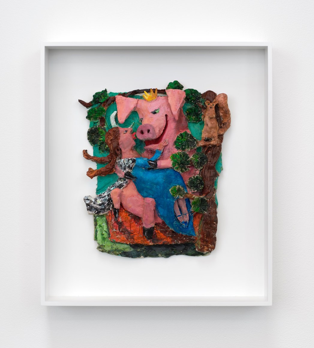 Kyle Staver Pig Prince, 2024 Air dry clay and acrylic 10 1/2 x 8 1/2 x 3 1/2 in 26.7 x 21.6 x 8.9 cm (KST24.018)
