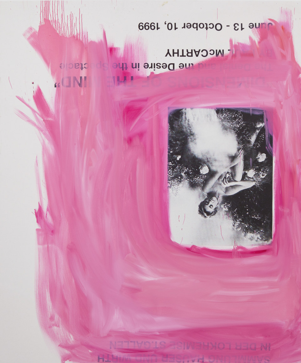 Peter Bonde, Book Painting (Paul McCarthy Dimensions of the Mind. Denial and the Desire in the Spectacle Cologne: Ontagon, St. Gallen Samlung Hauser and Wirth published 2000), 2016. Oil and inkjet print on canvas, 94.49 x 78.74 x .79 inches, 240 x 200 x 2 cm (PB16.003)