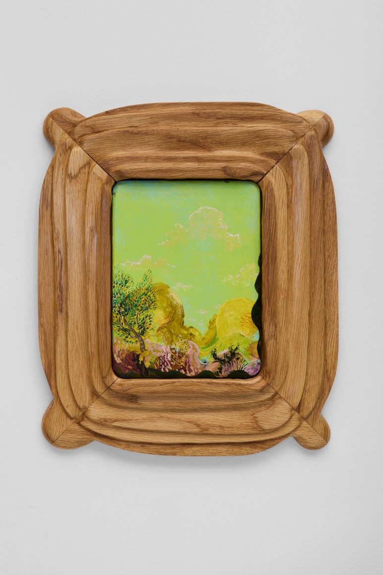 Karel Dicker Green Is the Color of Her Eyes, 2025 Acrylic on Belgian linen with French oak frame 13 1/4 x 11 in 33.7 x 27.9 cm (KDI25.037)