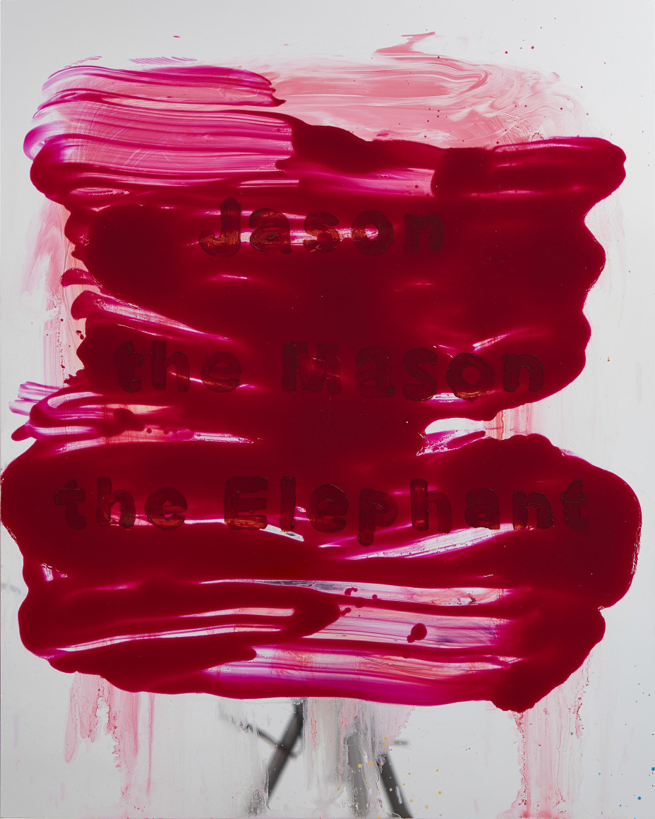 Peter Bonde, Jason The Mason The Elephant, 2016. Oil on mirror foil, 39.37 x 31.5 x 1.6 inches, 100 x 80 x 4 cm (PB16.019)