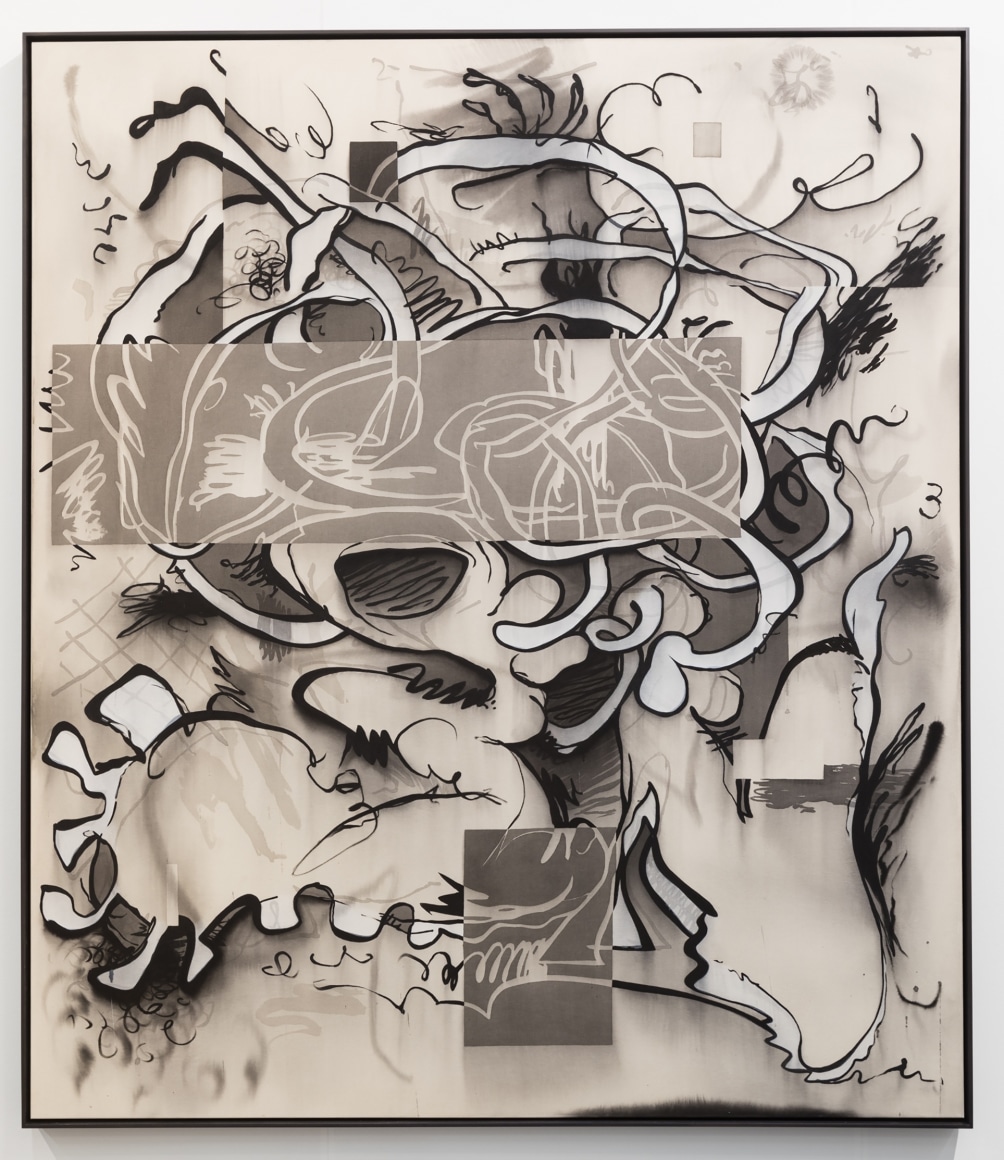 Jan-Ole Schiemann, Sketchy Paar Ohne TV, 2017. Ink and acrylic on canvas, 72 x 62 in, 182.9 x 157.5 cm (JS17.006)
