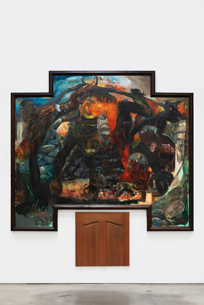 Celeste Dupuy-Spencer The shape of the rock that's hurling towards the sea, 2022 Oil on linen, framed 114 7/8 x 210 1/4 in (installed) 291.8 x 534 cm (installed) (CDS22.002)