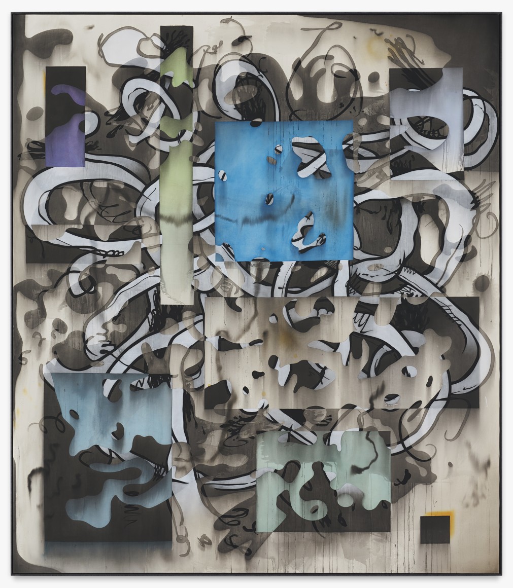 Jan-Ole Schiemann, Blue Pretender, 2018. Ink and acrylic on canvas, 90 1/2 x 78 3/4 in, 230 x 200 cm (JS18.002)