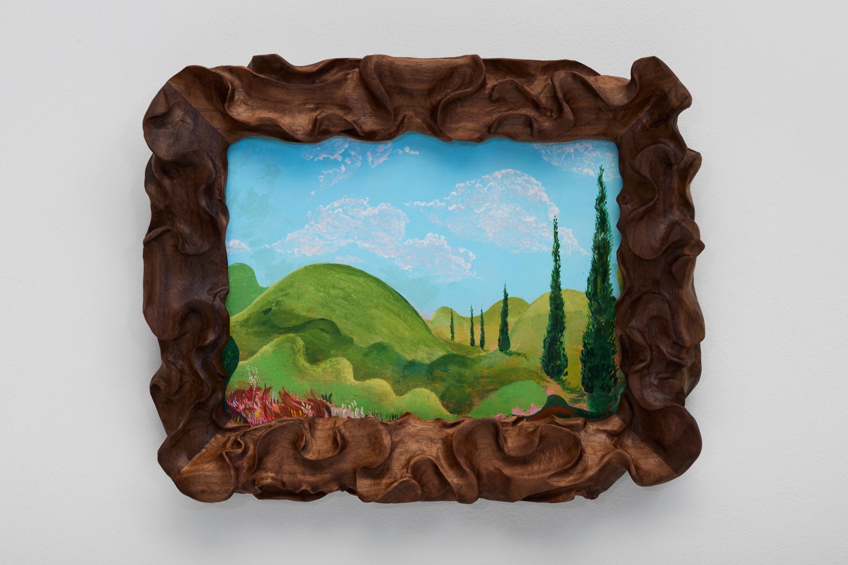 Karel Dicker Up and Down, 2025 Acrylic on cotton with American walnut frame 9 1/2 x 11 3/4 in 24 x 30 cm (KDI25.020)