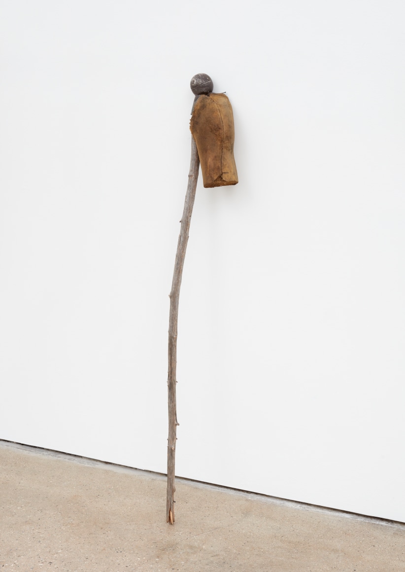 Blair Saxon-Hill Shoulder Me Stick, 2018 Dunsmuir knob, Caldera wood, LA latex rubber form 52 x 6 1/2 x 5 in 132.1 x 16.5 x 12.7 cm (BSH18.033)