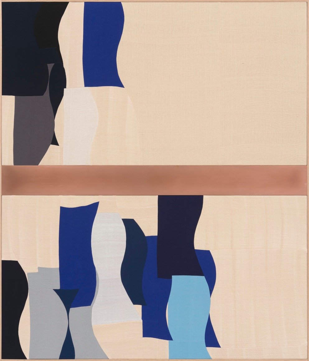 Ethan Cook Blues Run the Game, 2024 Hand woven cotton and copper, framed 85 x 73 in (framed) 215.9 x 185.4 cm (framed) (ECO23.107)