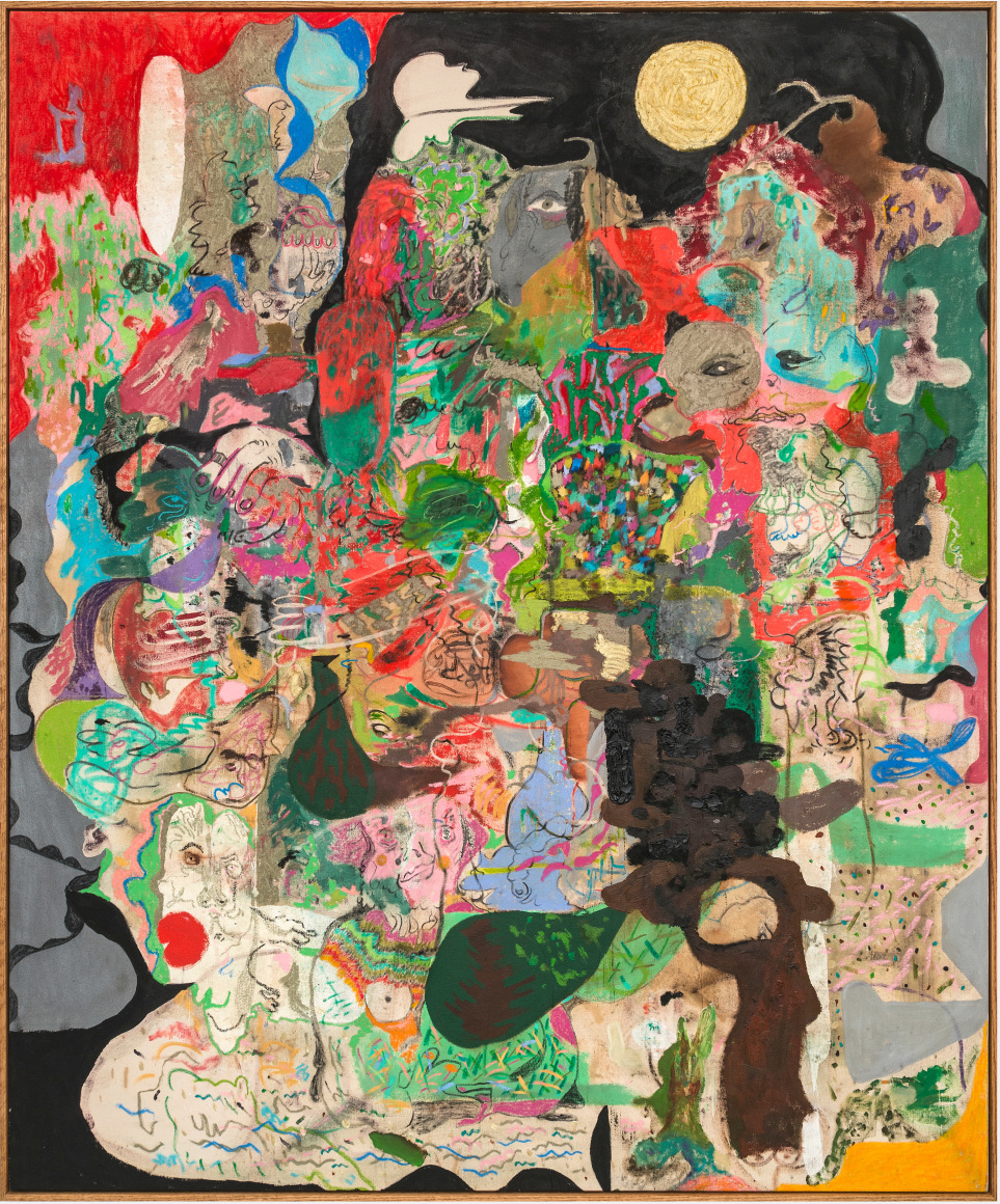 Michael Bauer Neo Nervous 2, 2018 Oil, crayon, pastel, and acrylic on canvas 60 x 72 in 152.4 x 182.9 cm (MB18.004)