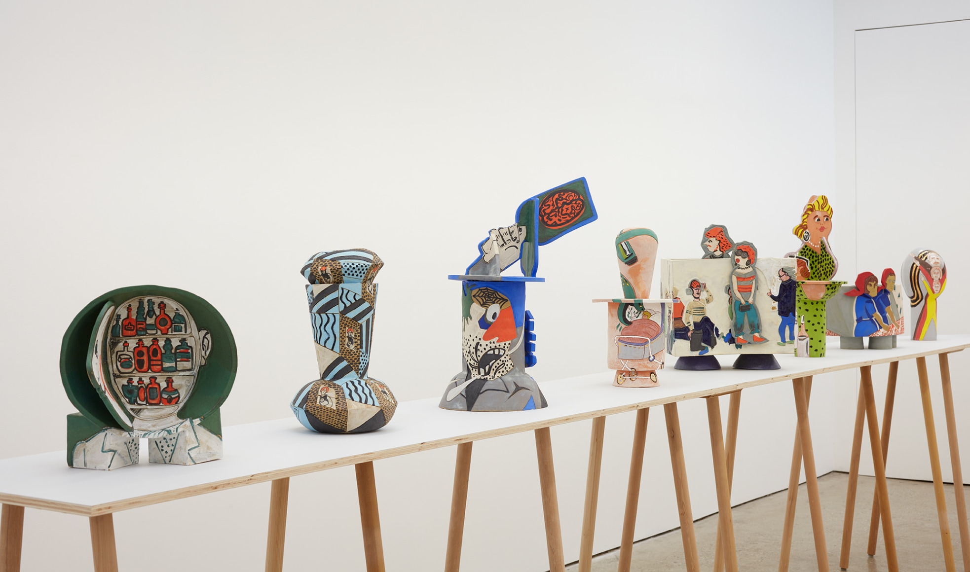 Installation View of Left Half of &quot;Propaganda Pots&quot; (2018) by Bari Ziperstein