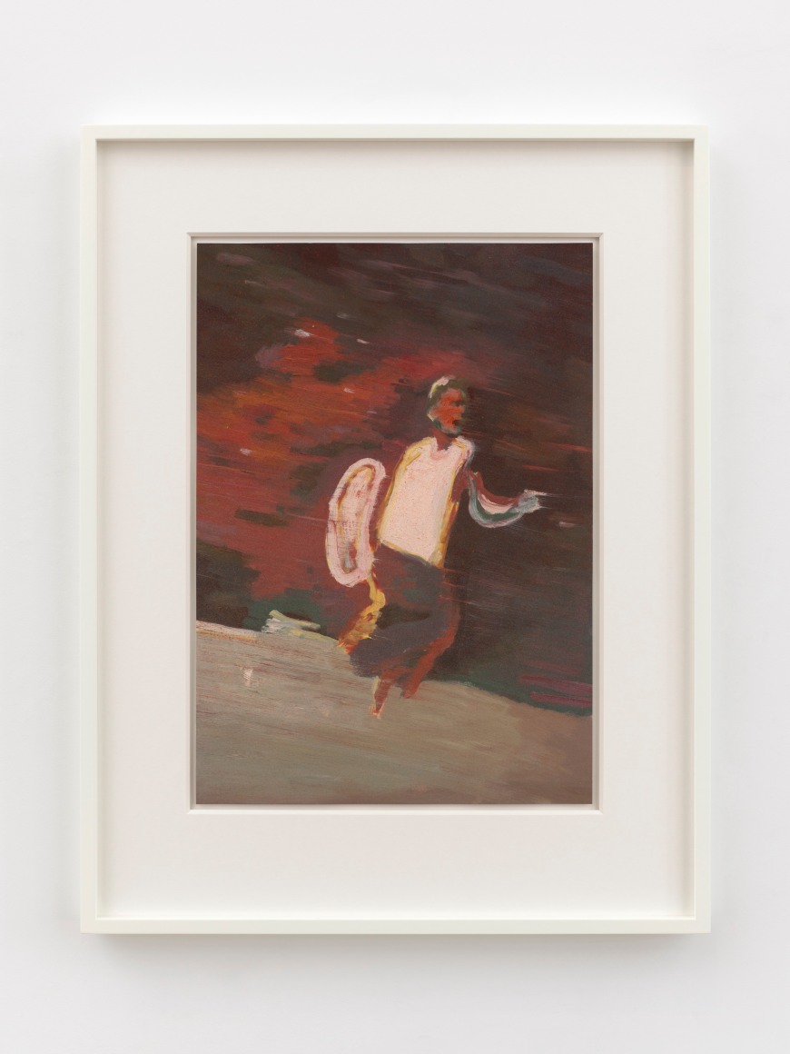 Jonathan Wateridge Figure Running, 2025 Oil on paper 25 1/4 x 19 5/8 x 1 5/8 in (framed) 64 x 49.8 x 4 cm (framed) (JWA25.030)
