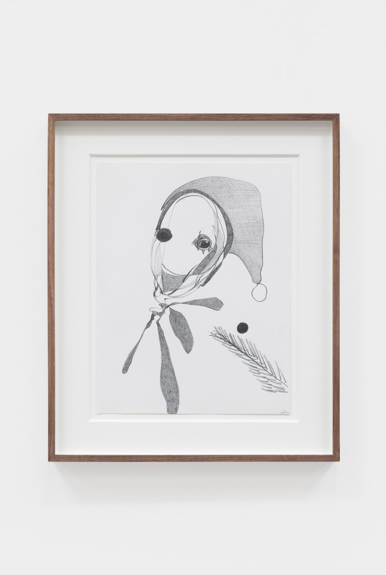 Nicola Tyson Bobble Hat, 2022 Graphite on Paper 15 1/8 x 12 5/8 1 1/2 in (framed) 38.4 x 32.1 x 3.8 cm (framed) (NTY22.007)