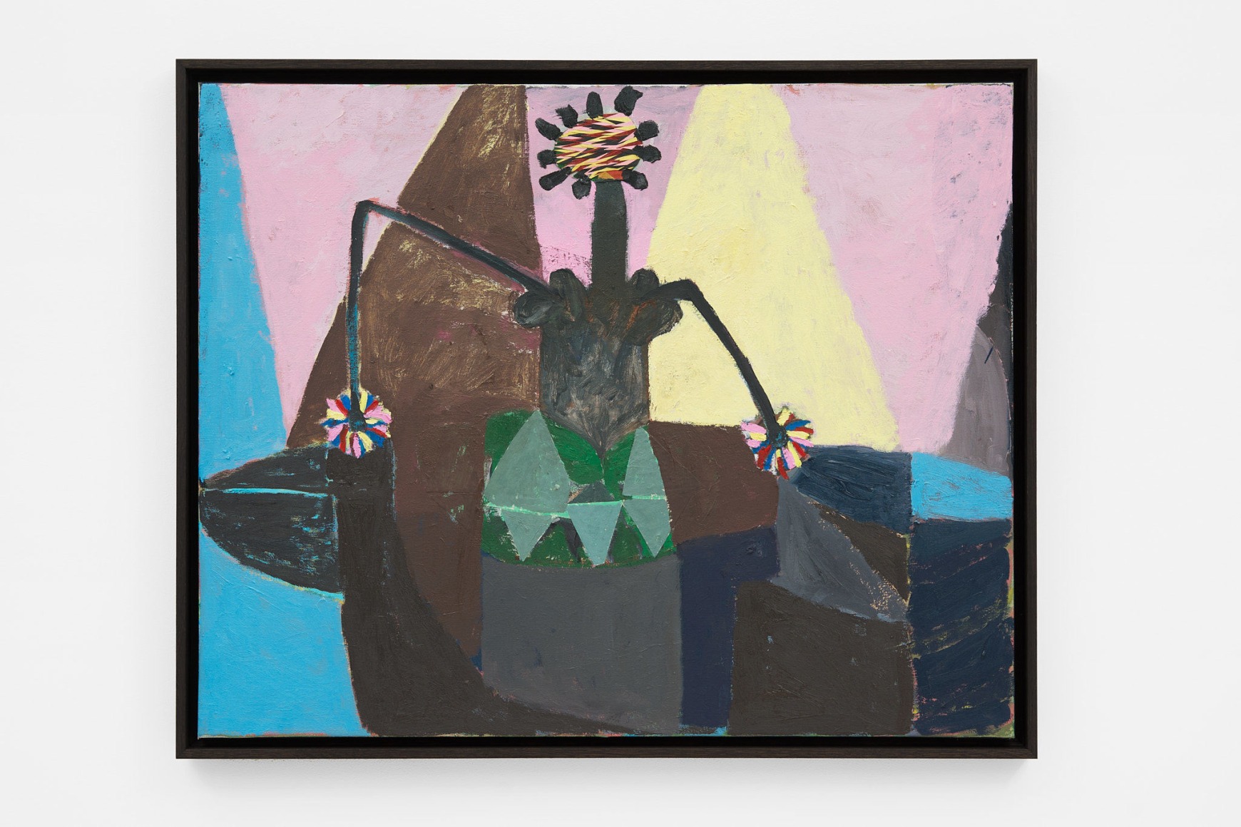 Mònica Subidé One sunflower and two daisies, 2022 Oil and collage on linen 26 x 31 7/8 in 66 x 81 cm 15 3/4 x 14 5/8 in (framed) 40 x 37 cm (framed) (MSU22.015)