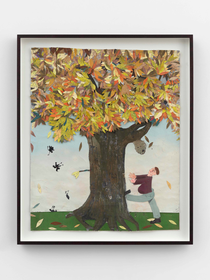 Pieter Jennes Bird tales f, 2024 Mixed media and collage on paper 40 x 33 1/2 in (framed) 101.6 x 85.1 cm (framed) (PJE24.037)