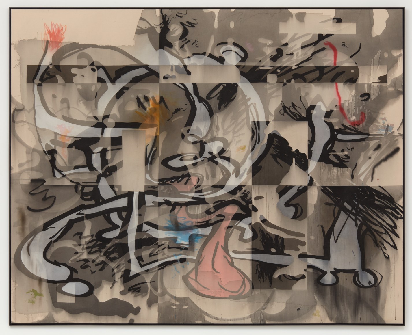 Jan-Ole Schiemann, Ohne Titel, 2016. Ink and acrylic on canvas, 78.7 x 98.4 in, 200 x 250 cm (JS16.030)