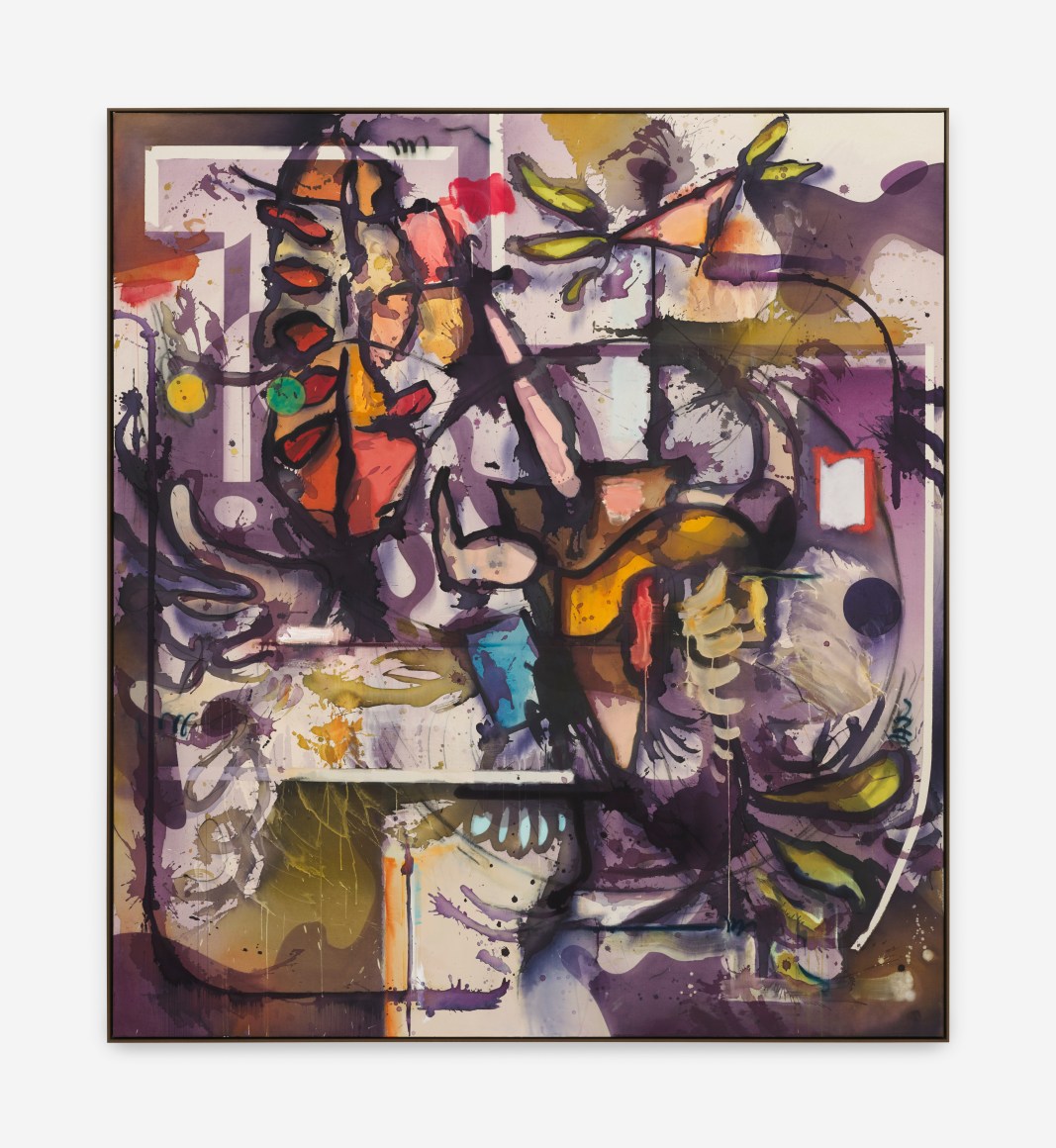 Jan-Ole Schiemann MINOCORN FRUITCHALLENGE (PURPIL), 2022 Painting 79 3/4 x 71 7/8 in (framed) 202.5 x 182.5 cm (framed) (JS22.018)