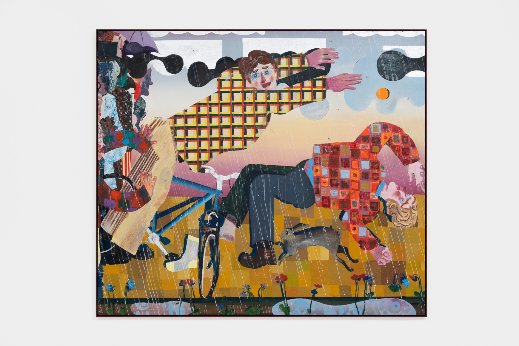 Pieter Jennes I'm scared my toes are blue, 2022 Oil on canvas 79 3/4 x 91 1/2 x 1 3/4 in - framed 202.6 x 232.4 x 4.4 cm - framed (PJE22.015)