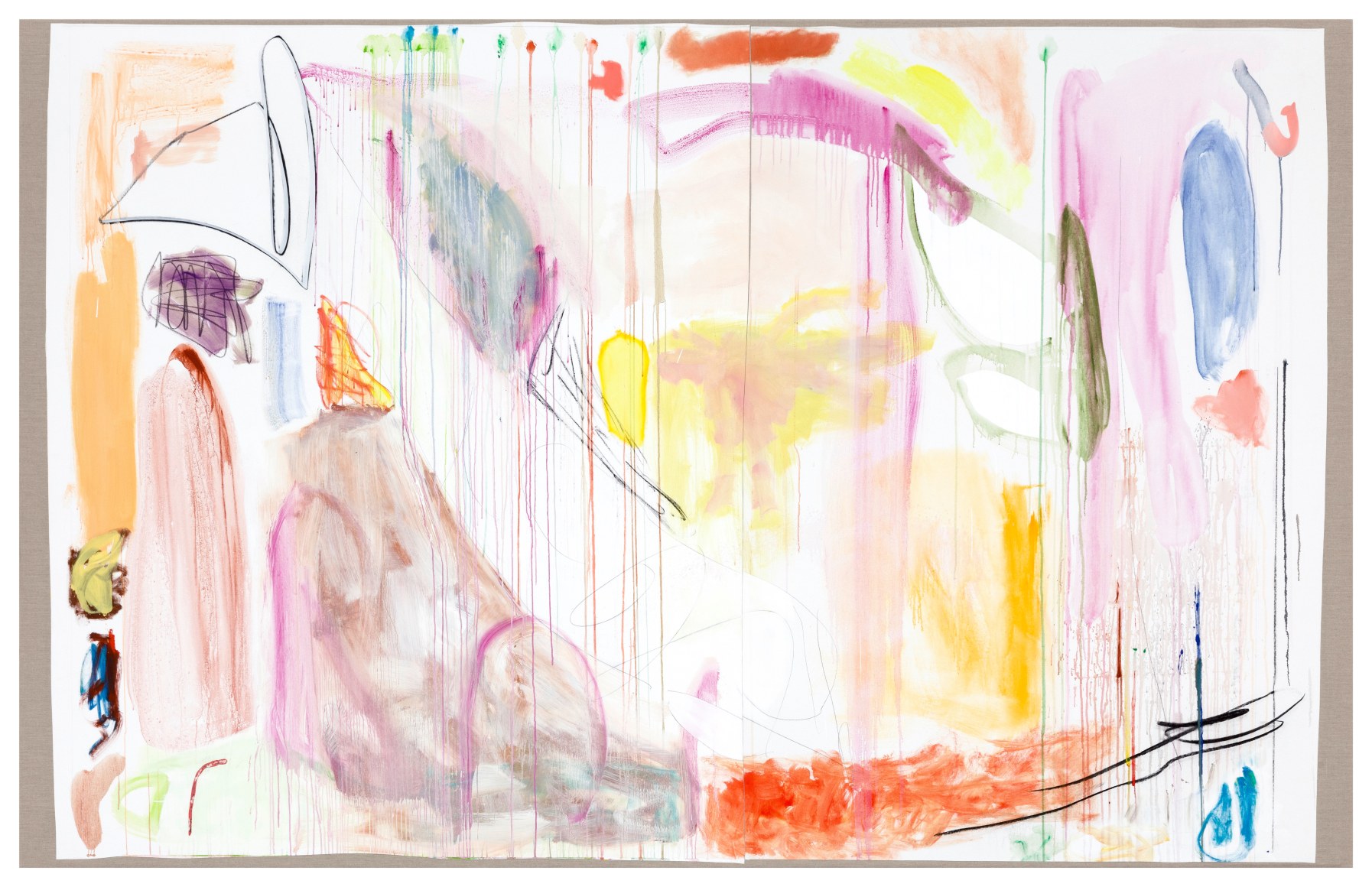 Andreas Breunig Underpressed paintings (frag_21), 2021 Acrylic, oil, charcoal and graphite on canvas on canvas 82 5/8 x 129 7/8 in 210 x 330 cm (ABR22.010)