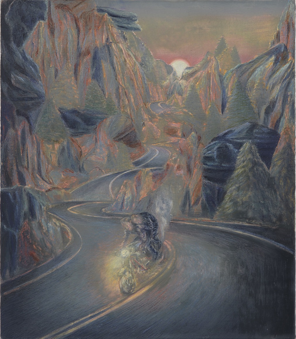 Marin Majić Ride at Dawn, 2023 Color pencil, marble dust, and oil color on linen 22 x 19 in 55.9 x 48.3 cm (MMA23.021)