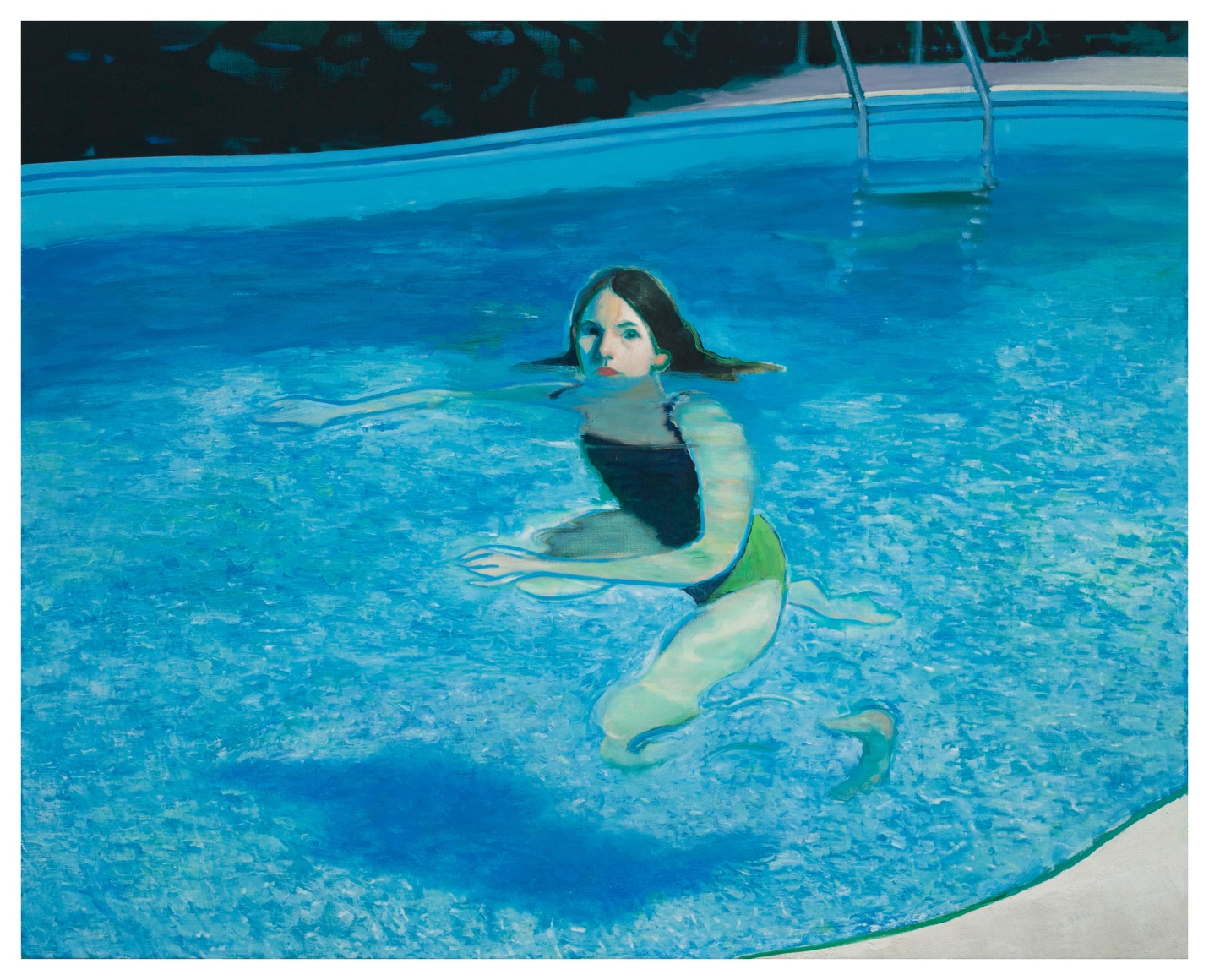 Jonathan Wateridge Swim, 2019 Oil on linen 88 5/8 x 110 1/4 in 225 x 280 cm