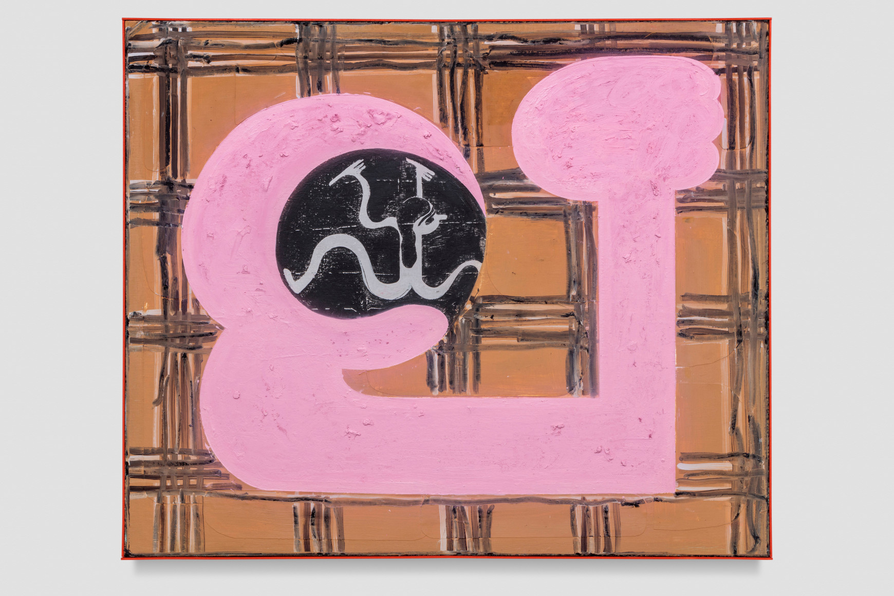 Nel Aerts Always Pleasing, Never Leaving, 2021 Acrylic, oil, oil sticks, paper on canvas in artist-made frame 39 3/4 x 47 5/8 in 101 x 121 cm (NAE21.006)