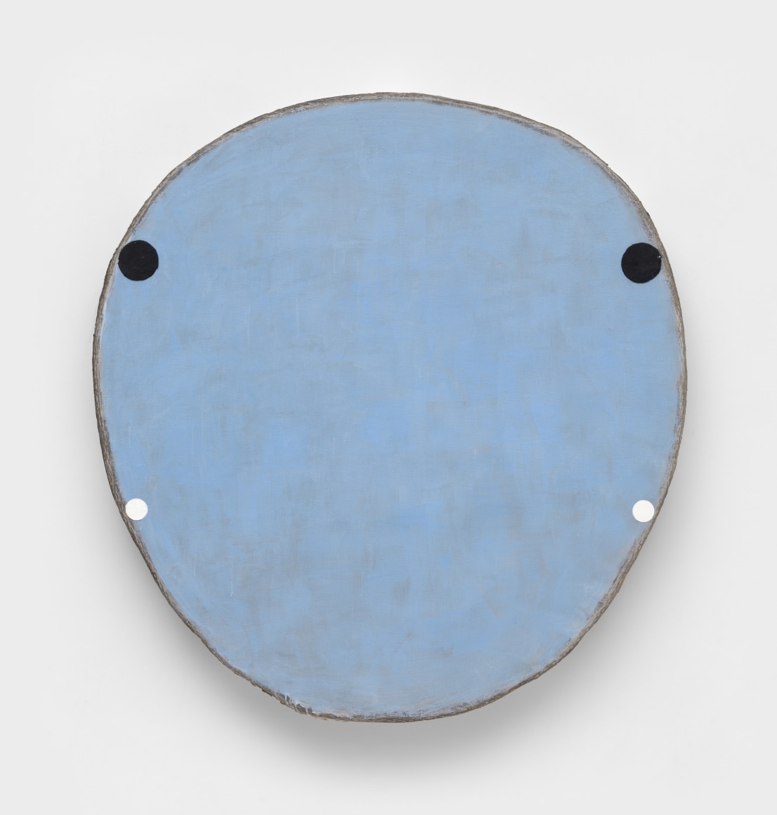 Otis Jones Blue With Four Circles, Two Black, Two White, 2025 Signed, titled, and dated on verso Acrylic on linen on wood 59 x 56 x 5 in 149.9 x 142.2 x 12.7 cm (OJO25.002)